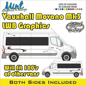 LWB VAUXHALL MOVANO L3 autocaravana cámper calcomanías pegatinas gráficos furgoneta SIN P&P 005 - Imagen 1 de 4