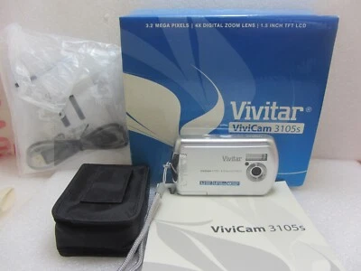 Vivitar Vivicam 3105s 3.2MP Camera, Lanyard, USB Cable, Manual, Software, Case - Image 1 of 4