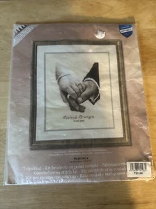 Vervaco Cross Stitch Kit Wedding Happiness Holding Hands Sepia Colors 6.4”x7.6” - Picture 1 of 11