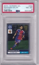 2013-14 Panini Champions League Number 302 Mohamed Salah Rookie Sticker PSA 8