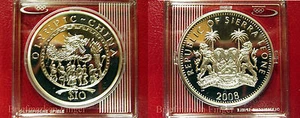 2008 Sierra Leone Large Proof Silver $10 Olympics Bejing- Dragon - Picture 1 of 1
