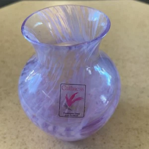 Caithness Scotland Lilac/Pink Swirl Handmade Art Glass Vase 3.75” Beautiful #ZZ - Picture 1 of 12