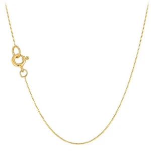 14K massive Gelbgold 0,45 mm Box Kette mit Federring Verschluss 16" 18" 20" - Bild 1 von 6