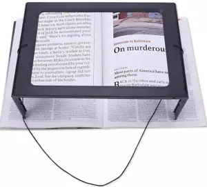 Full Page 3X Large Magnifying Glass Hands Free Rectangular Reading Magnifier wit - Picture 1 of 12