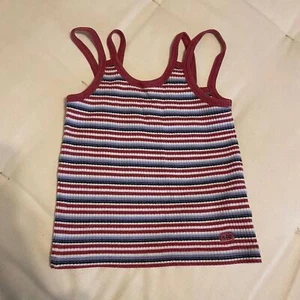 UNIONBAY Unique Double Spaghetti Strap Striped Tank Top 1990s Vintage - Picture 1 of 4