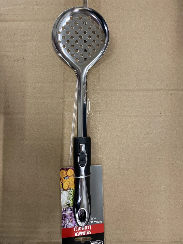 Kitchen Utensils Stainless Steel Skimmer with Nylon Comfort Handle 13”x3.5” - Image 1 of 1