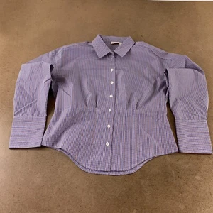 Heather Harlan Women's Large Check Long Sleeve Button Front Waisted Shirt New - Picture 1 of 7