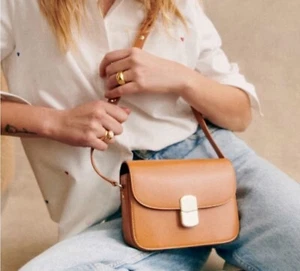 Sezane MILO MINI CLASSIC BAG hellbraun braun Leder glatt honig - Bild 1 von 7