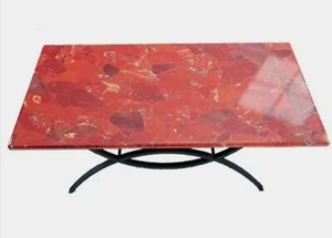 Rectangle Coffee Table Top Red Jasper Random Work Hallway Center Table for Hotel - Picture 1 of 4