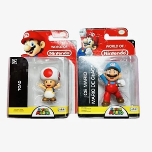 NEW World Of Nintendo Lot Of 2 Jakks Figurines Ice Mario Toad Action Figures - Picture 1 of 8