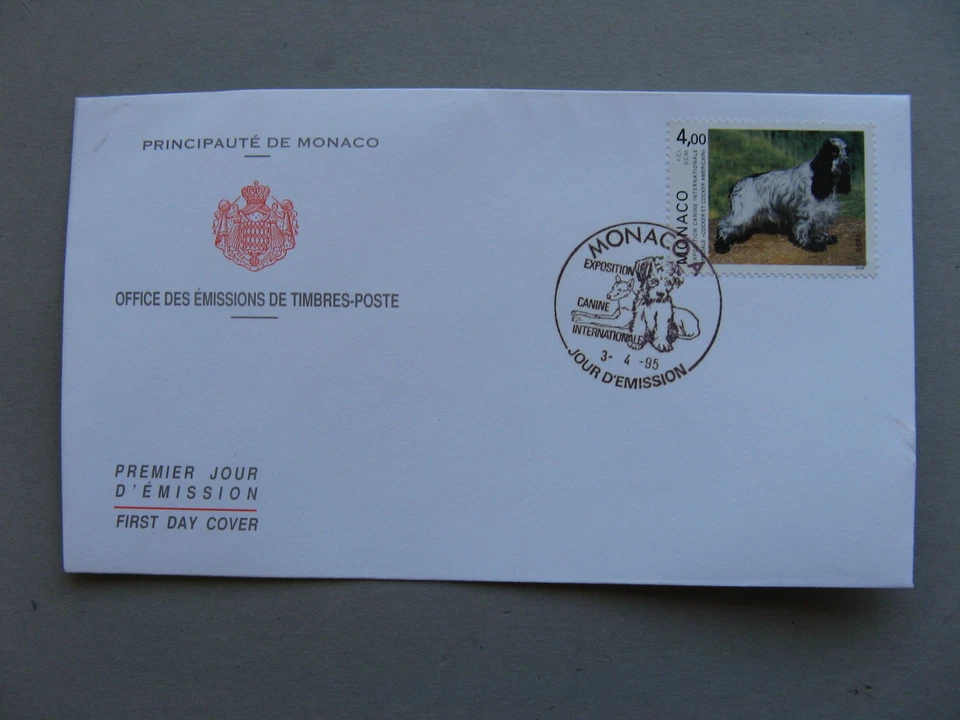 MONACO, cover FDC 1995, dog Cockerspaniel - Image 1 of 1