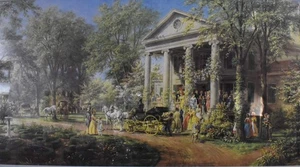 Cromolitografía Edward Lamson Henry (1841-1919), vida colonial "La boda" - Imagen 1 de 11