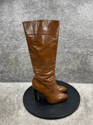 Michael Kors Botas Mujer Talla 8.5 M Cuero Marrón Hasta la Rodilla Tacón Bloque Montar Foto 1 de 4