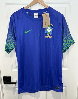 Camiseta de fútbol visitante Nike DN0745-433 Brasil 2022 2023 Bryan #22 grande L azul verde Foto 1 de 4