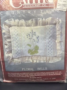 Cathy Floral Blue Bells & Hearts Candlewicking & Embroidery Pillow Kit NIP - Picture 1 of 3