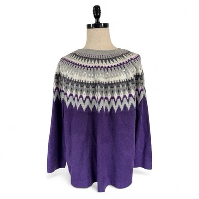 Talbots New Purple Embellished Icicle Fair Isle Sweater Plus 3X - Image 1 of 4