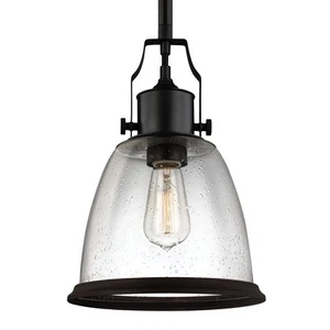 Feiss P1355ORB Hobson 9.5" Pendant in Oil Rubbed Bronze w/ Clear Seeded Glass - Picture 1 of 2