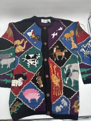 Vintage Design Options Knit Ugly Sweater Womens XL Noah’s Ark Animals - Image 1 of 4