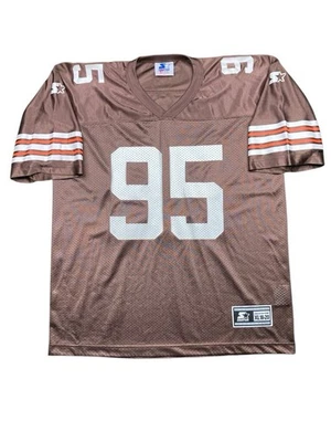 Винтажная футболка стартера Cleveland Browns No95 Miller молодежная размер XL 18-20 с коричневым принтом - Изображение 1 из 4