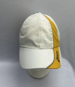 Gorra de correr ASICS 6 paneles blanca ajustable con rayas amarillas talla única - Imagen 1 de 8