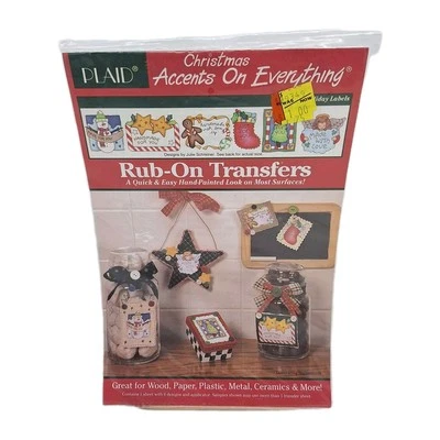 Rub-On Transfers Christmas Snowman Angel Tree Start Stocking Holiday Gingerbread - Image 1 of 4