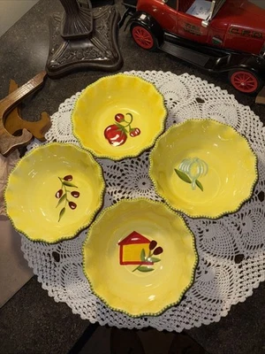 Temptations Cucina 面食/沙拉/汤碗-红色和黄色-直径 4-7 英寸套装 — 第 1/4 张图片