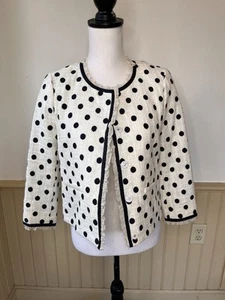 J. Crew Jacket Polka Dot Tweed 4 Black White Cotton NWOT Old Money Academia Work - Picture 1 of 8