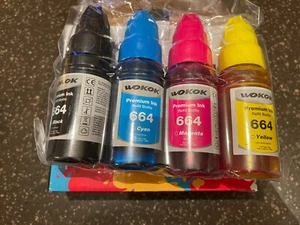 WOKOK PREMIUM INK REFILL BOTTLES 664**Black Cyan Magenta Yellow - Picture 1 of 1