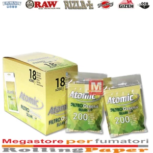 Filtri Atomic Organic Slim 6mm Bio 18 Buste Da 200 Filtrini - Picture 1 of 2
