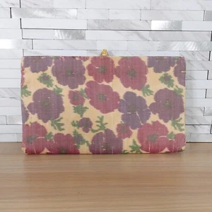 VINTAGE Floral Clutch Purple Neutral Purse Rhinestone Casual Retro 90s Waldman - Picture 1 of 19