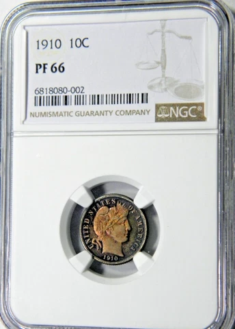 1910 BARBER DIME NGC PF 66 CHOICE WITH DEEP ORIGINAL SKIN Cover