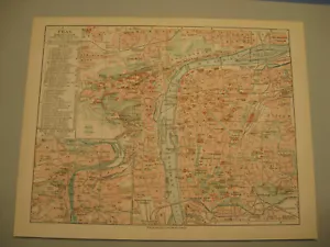 Prag Stadtplan von 1927 mit Straßenregister Original alte Lithographie - Bild 1 von 2