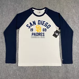 New Era San Diego Padres Long Sleeve Raglan T-Shirt Adult Medium White Blue MLB - Picture 1 of 19