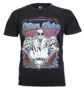 Camiseta Oficial Elton John Psicodélica Vintage Volante de Concierto Premium Negra Nueva - Imagen 1 de 7