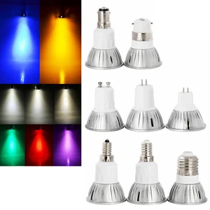 Dimmable LED Spot Light Bulb, Colorful GU10 MR16 E27 E14 B22 B15 3W 230V 12V - Picture 1 of 26