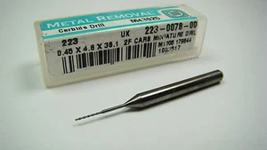 Metal Removal Carbide Mini Drill 0.45mm x 4.8mm x 38.1mm 2FL M43025 - Picture 1 of 1