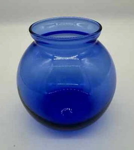 Kobaltblaue Glasvase rund 4" x 4" SUPER SAUBER & KLARE KLARHEIT - Bild 1 von 8