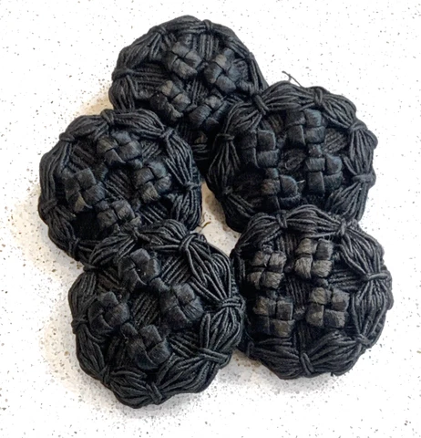 5 Antique Victorian Fabric Crochet Sewing Buttons Cloth Handmade Passementeries Cover