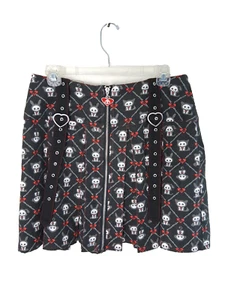 Skelanimals Heart Grommet Strap Pleated Skirt Sz Large Skater Emo Gothic Grunge - Picture 1 of 10