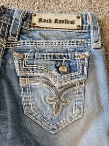 Rock Revival Woman’s Size 26 Kai Capri Blue Denim Pants - Picture 1 of 17