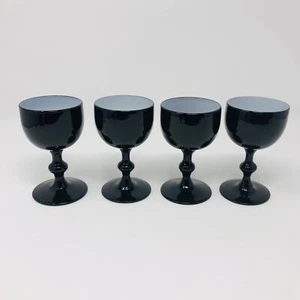 Set 4 Carlo Moretti MCM B & W CORDIAL / COCKTAIL GLASSES Four Black & White VTG - Picture 1 of 10