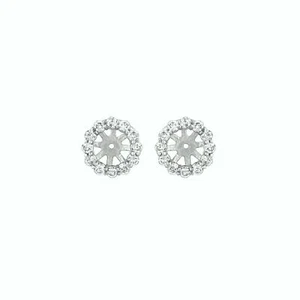 0.55 Ct 2 pointers Natural Diamond Jacket Earrings 14K White Gold center 6 MM - Picture 1 of 1