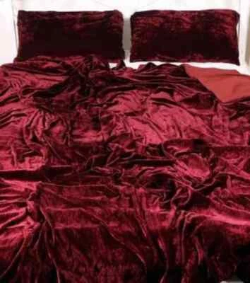 Pieces Set Luxury Crushed Red Duvet Cover Boho Bedding UO Comforter Cover King - Image 1 of 4