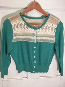101. Anthropologie Tracy Reese Plenty Bintage Style Lace Cardigan M Euc - Picture 1 of 5