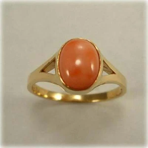 Pink Coral 5.35 Ct Men/Women Gold Plated Ring ,925 Sterling Silver Handmade Ring - Picture 1 of 4