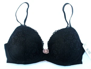 U Choose Felina 90091 Black Lace Push Up Padded UW Bra NWT - Picture 1 of 2