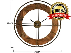 Creative Co-Op Metal and Fir Wood Dia Wall Clock, Brown - Picture 1 of 11