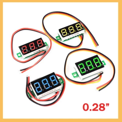 Voltage Display DC Meter 3-Digital Mini Voltmeter Wire LED 4.5-100V Panel Tester - Bild 1 von 4
