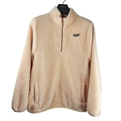 VOLCOM Women's Peach/Pink Winter Fleece Pullover Tiny Logo Rose Gold Hardware M - Image 1 of 4
