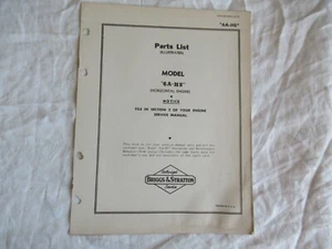 Briggs & Stratton 6A-HS engine parts list manual catalog - Picture 1 of 5